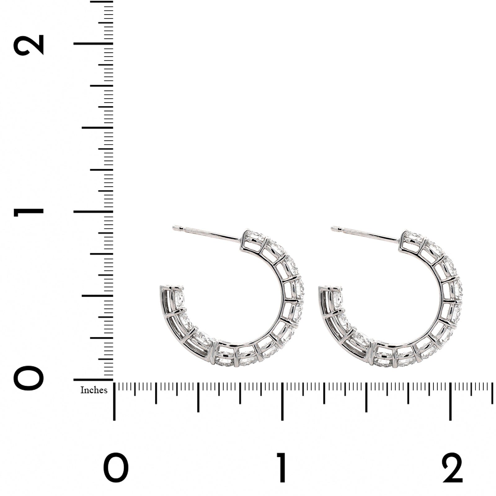 18K White Gold Open Diamond Hoop Earrings