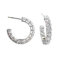 18K White Gold Open Diamond Hoop Earrings