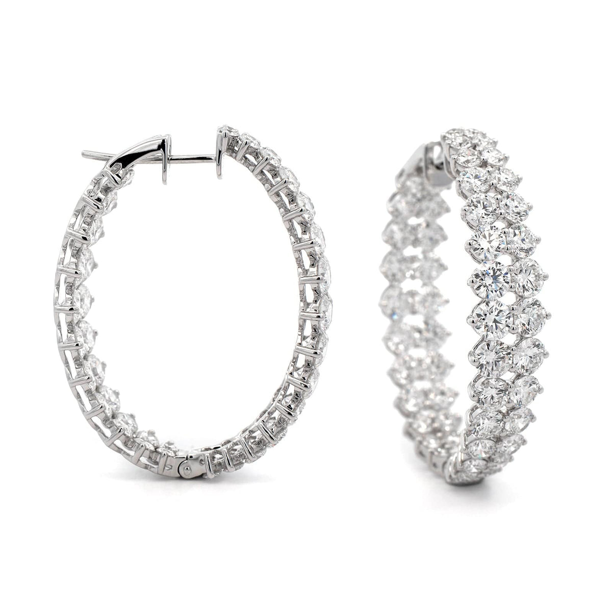 Etho Maria 18K White Gold Double Row Diamond Hoops