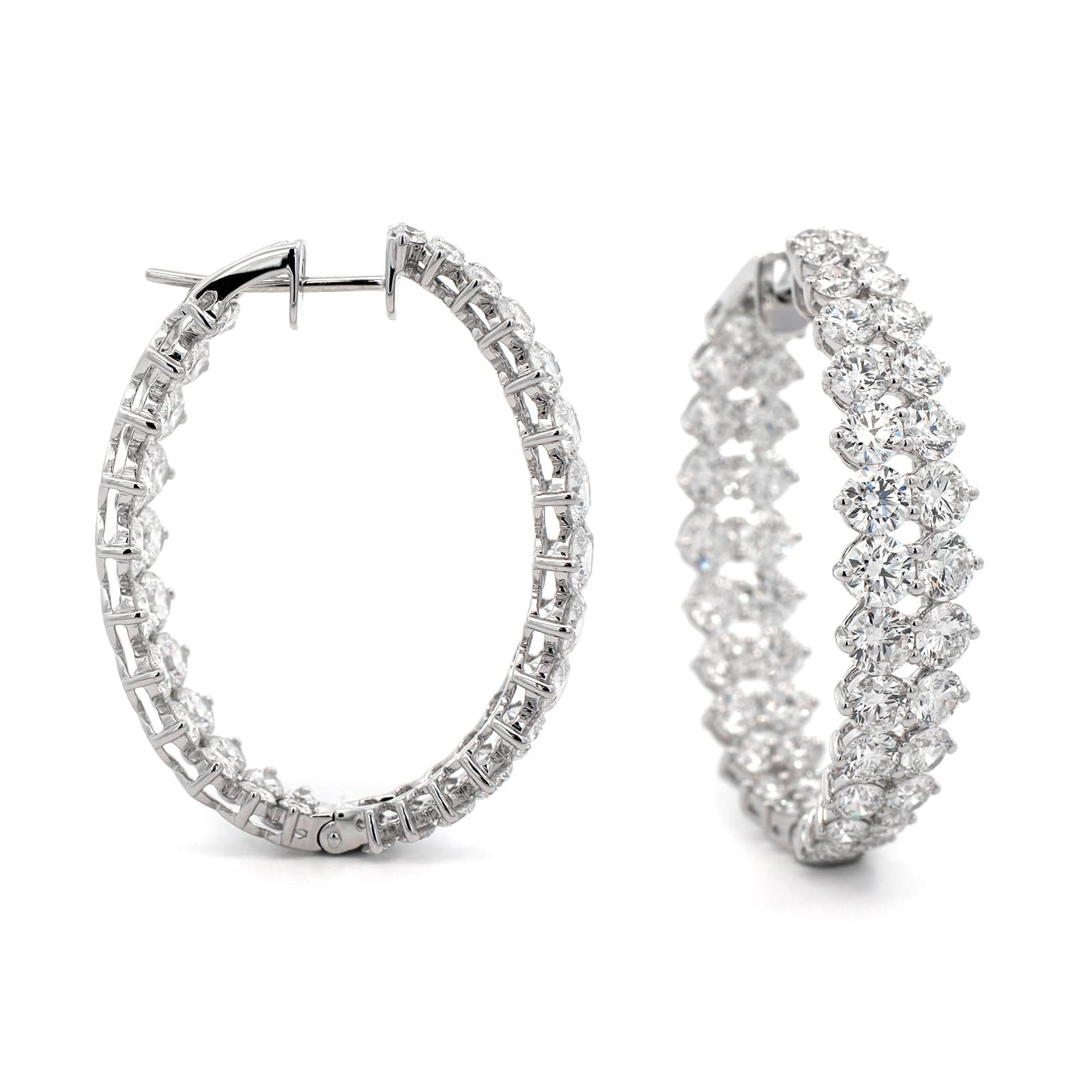 Etho Maria 18K White Gold Double Row Diamond Hoops
