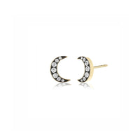 Sorellina 18K Yellow Gold Diamond Crescent Moon Studs