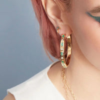 Sorellina 18K Yellow Gold Diamond Crescent Moon Studs