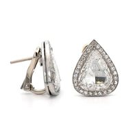Platinum Pear Shaped Rose Cut Diamond Stud Earrings