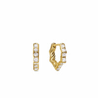 Zig Zag Stax™ Huggie Hoop Earrings 18K Yellow Gold with Diamonds, 13mm