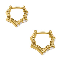 Zig Zag Stax™ Huggie Hoop Earrings 18K Yellow Gold with Diamonds, 13mm