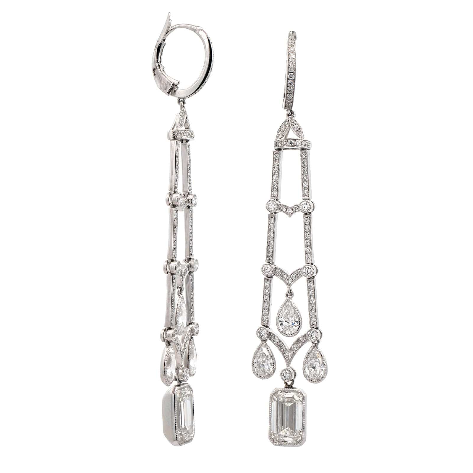 18K White Gold Chandelier Diamond Earrings