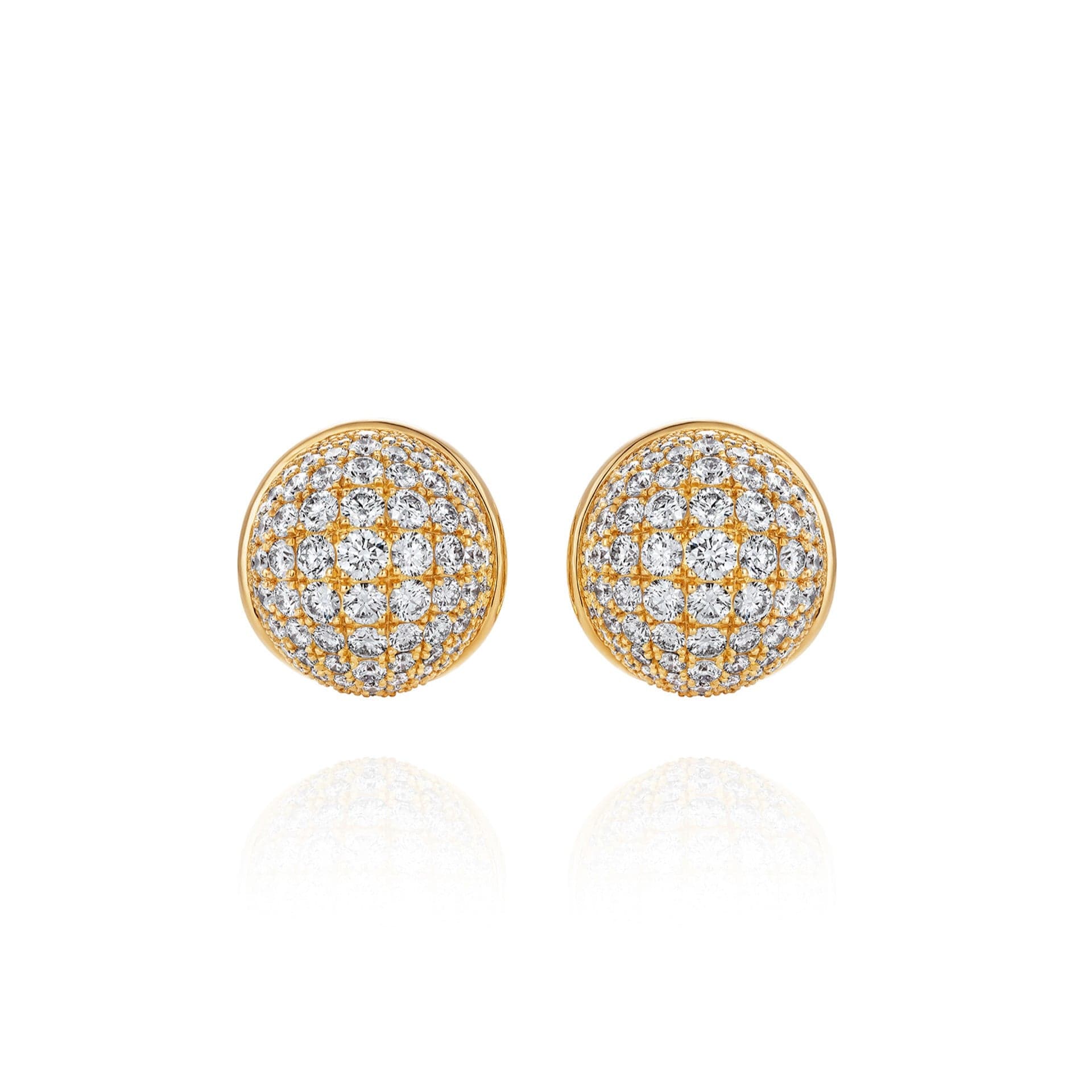 Fernando Jorge 18K Yellow Gold Pave Diamond Fluid Stud Earrings
