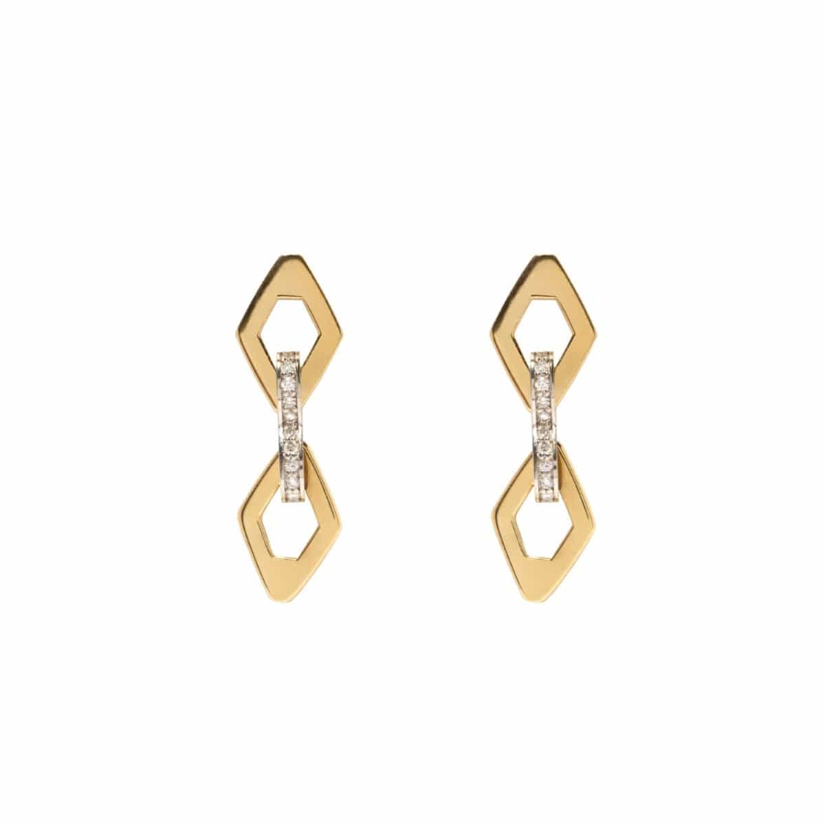 Azlee 18K Yellow Gold Chain Link Diamond Earrings
