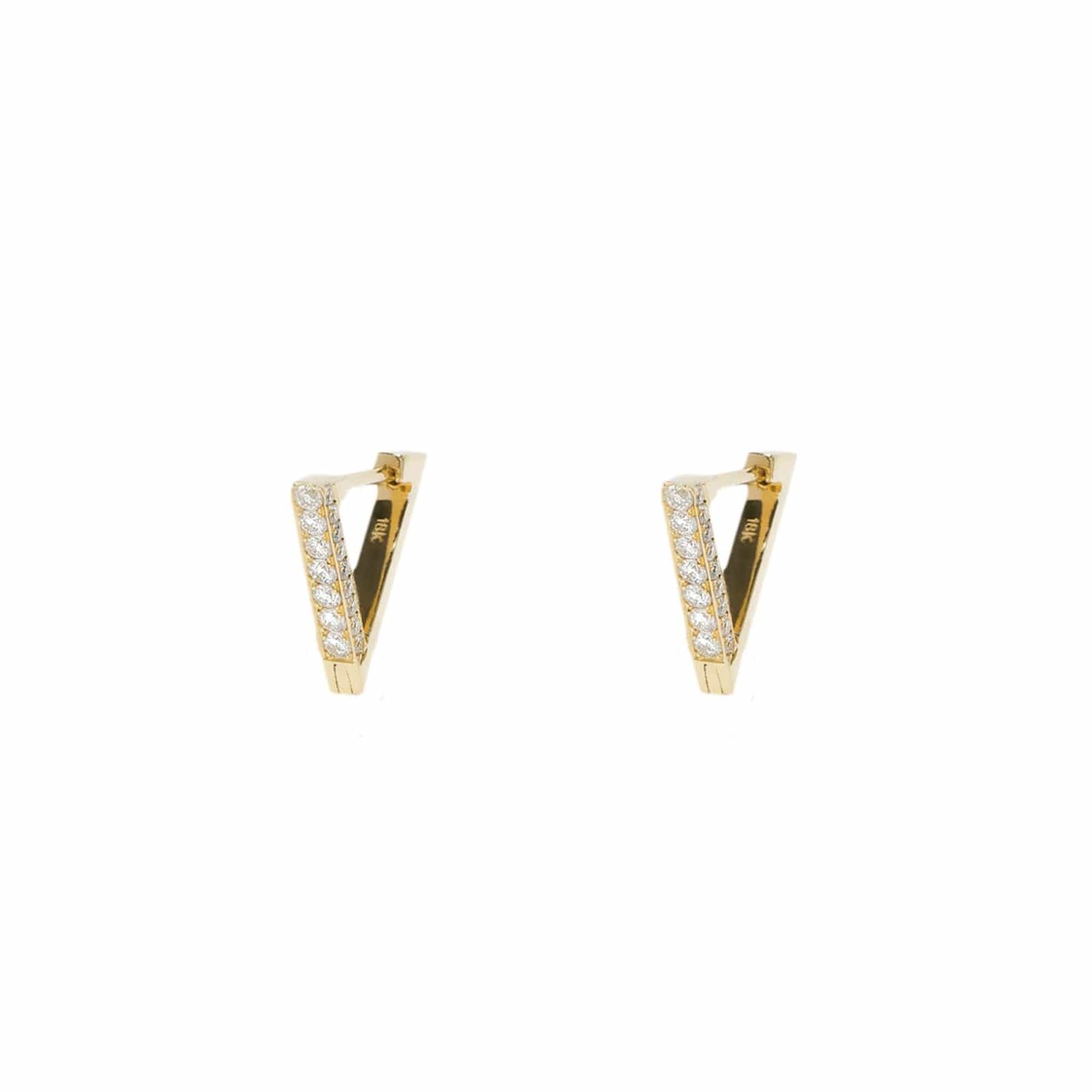 Azlee 18K Yellow Gold V Shaped Pave Diamond Huggie Earrings