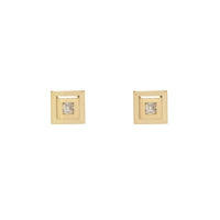 Azlee 18K Yellow Gold Staircase Carre Square Diamond Stud Earrings