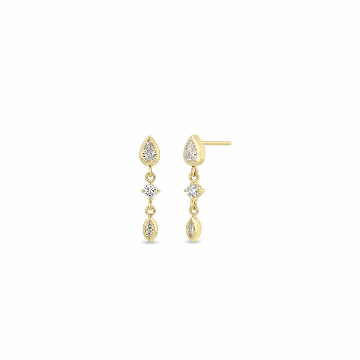 Zoe Chicco 14K Yellow Gold Short Mixed Diamond Paris Drop Earrings