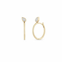 Zoe Chicco 14K Yellow Gold Pear Cut Medium Diamond Hinged Huggie Hoops