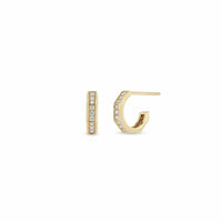 Zoe Chicco 14K Yellow Gold Pave Diamond Octagon Huggie Hoops