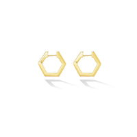 Cadar 18K Yellow Gold Diamond Hexagonal Hoop Earrings