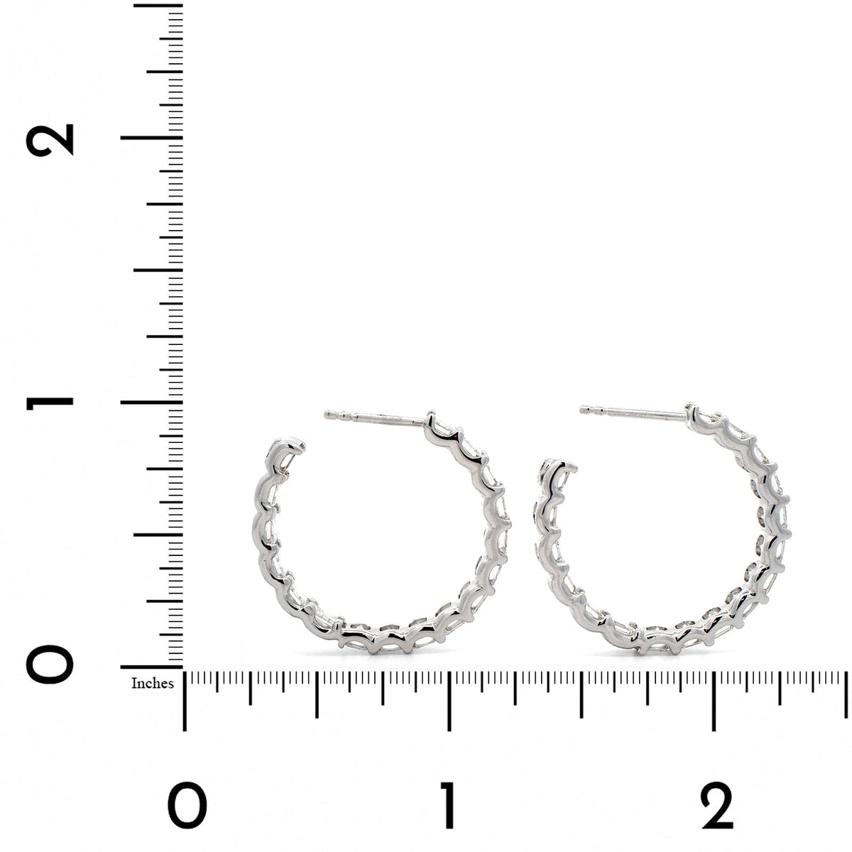 18K White Gold Asscher Cut Diamond Hoop Earrings