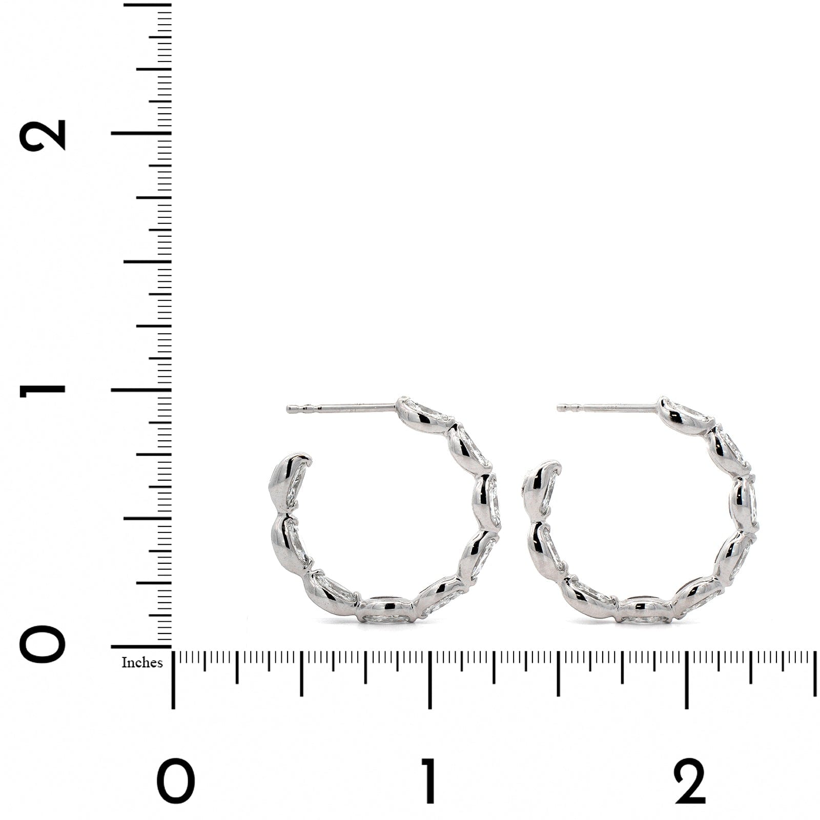 18K White Gold Marquise Cut Diamond Hoop Earrings