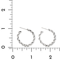 18K White Gold Oval Diamond Hoop Earrings
