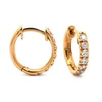 18K Yellow Gold Diamond Huggie Hoop Earrings