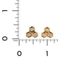 18K Yellow Gold Diamond Honeycomb Stud Earrings