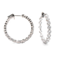 18K White Gold Diamond Hoop Earrings