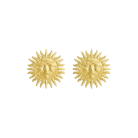 Anthony Lent 18K Yellow Gold Large Diamond Sun Face Stud Earrings