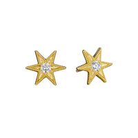 Anthony Lent 18K Yellow Gold Large Diamond Six Point Star Stud Earrings