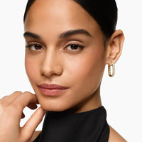 DY Madison® Smooth Hoop Earrings 18K Yellow Gold with Diamonds, 24.3mm