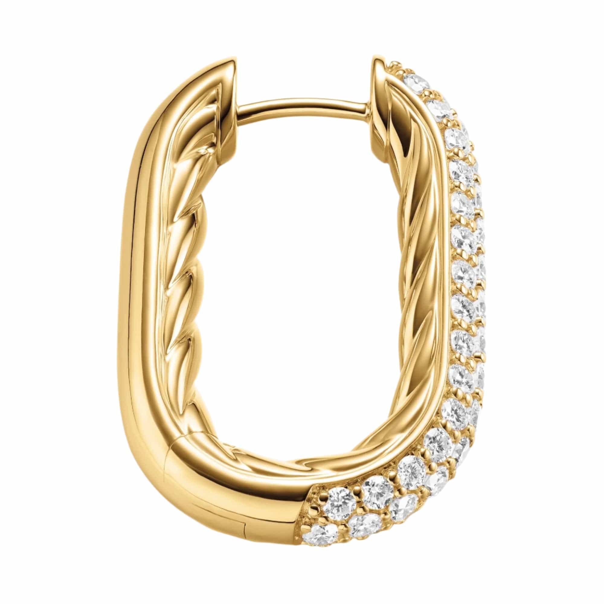 DY Madison® Smooth Hoop Earrings 18K Yellow Gold with Diamonds, 24.3mm