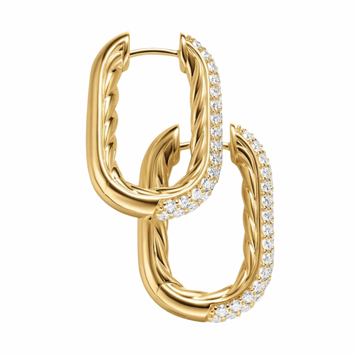 DY Madison® Smooth Hoop Earrings 18K Yellow Gold with Diamonds, 24.3mm
