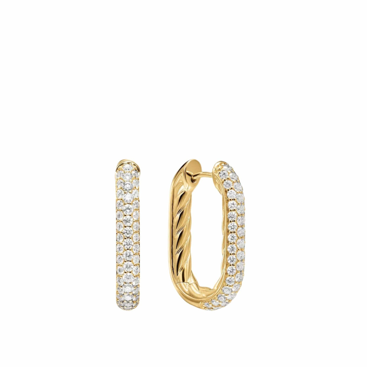 DY Madison® Smooth Hoop Earrings 18K Yellow Gold with Diamonds, 24.3mm