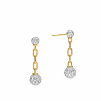 DY Madison® Pavé Bead Drop Earrings 18K Yellow Gold with Diamonds, 33mm