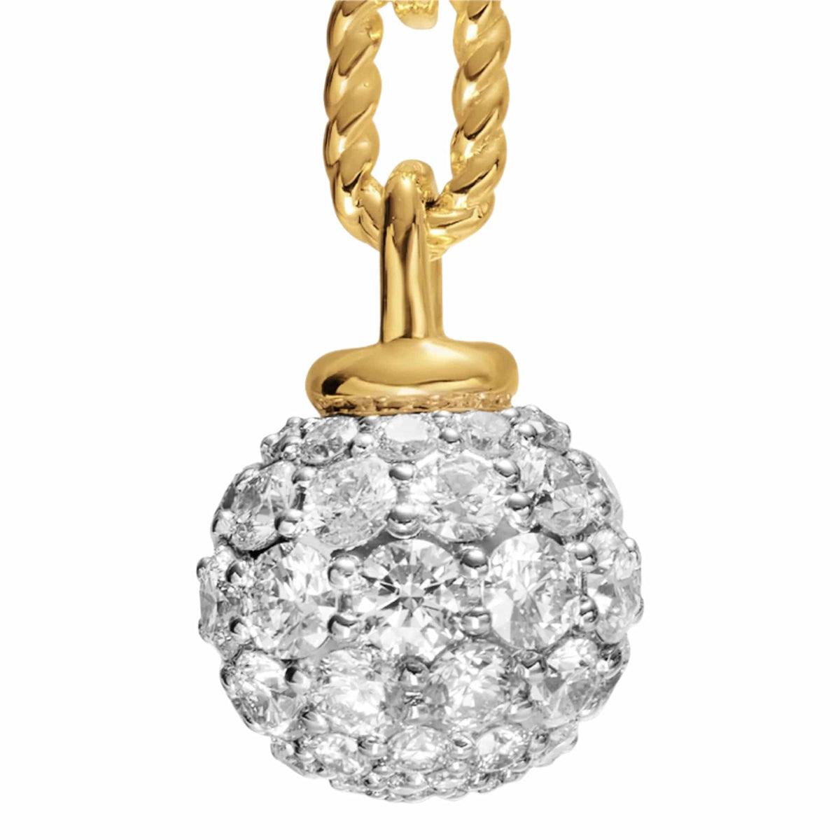 DY Madison® Pavé Bead Drop Earrings 18K Yellow Gold with Diamonds, 33mm