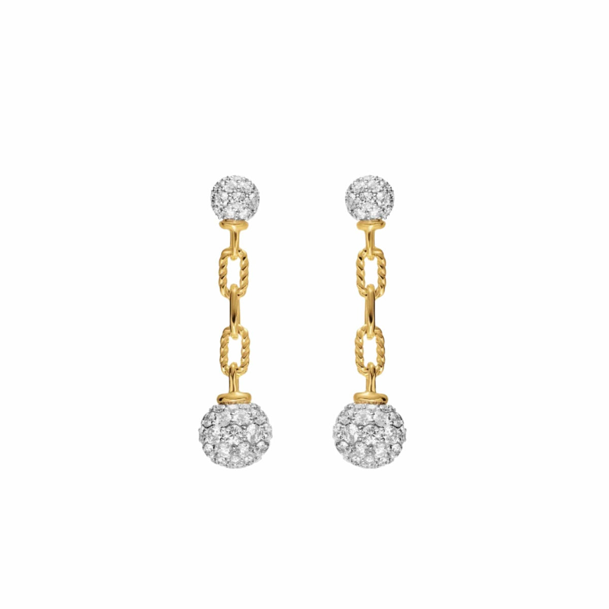 DY Madison® Pavé Bead Drop Earrings 18K Yellow Gold with Diamonds, 33mm