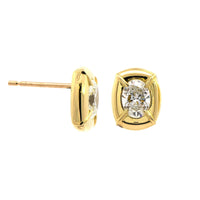 18K Yellow Gold Bezel Set Oval Diamond Stud Earrings
