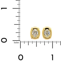 18K Yellow Gold Bezel Set Oval Diamond Stud Earrings