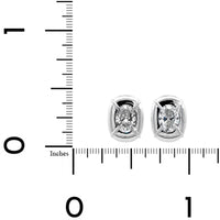 18K White Gold Bezel Set Oval Diamond Stud Earrings
