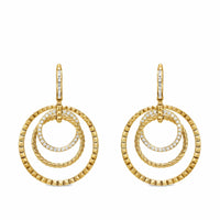 Crossover Trio Drop Earrings 18K Yellow Gold with Diamonds, 35mm