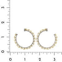 18K Two Tone Diamond Filigree Hoop Earrings