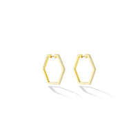 Cadar 18K Yellow Gold B Home Medium Hexagonal Diamond Hoop Earrings