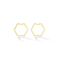 Cadar 18K Yellow Gold B Home Medium Hexagonal Diamond Hoop Earrings