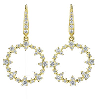Penny Preville 18K Yellow Gold Pave Diamond Circle Drop Earrings