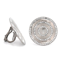Eclat Jewels 18K White Gold Large Disc Diamond Stud Earrings