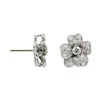 Oscar Heyman Platinum Pave Diamond Flower Stud Earrings