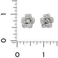 Oscar Heyman Platinum Pave Diamond Flower Stud Earrings