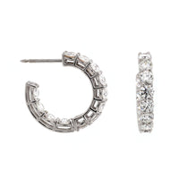 18K White Gold Open Diamond Hoops