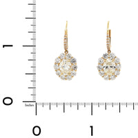 18K Yellow Gold Oval Diamond Drop Earrings