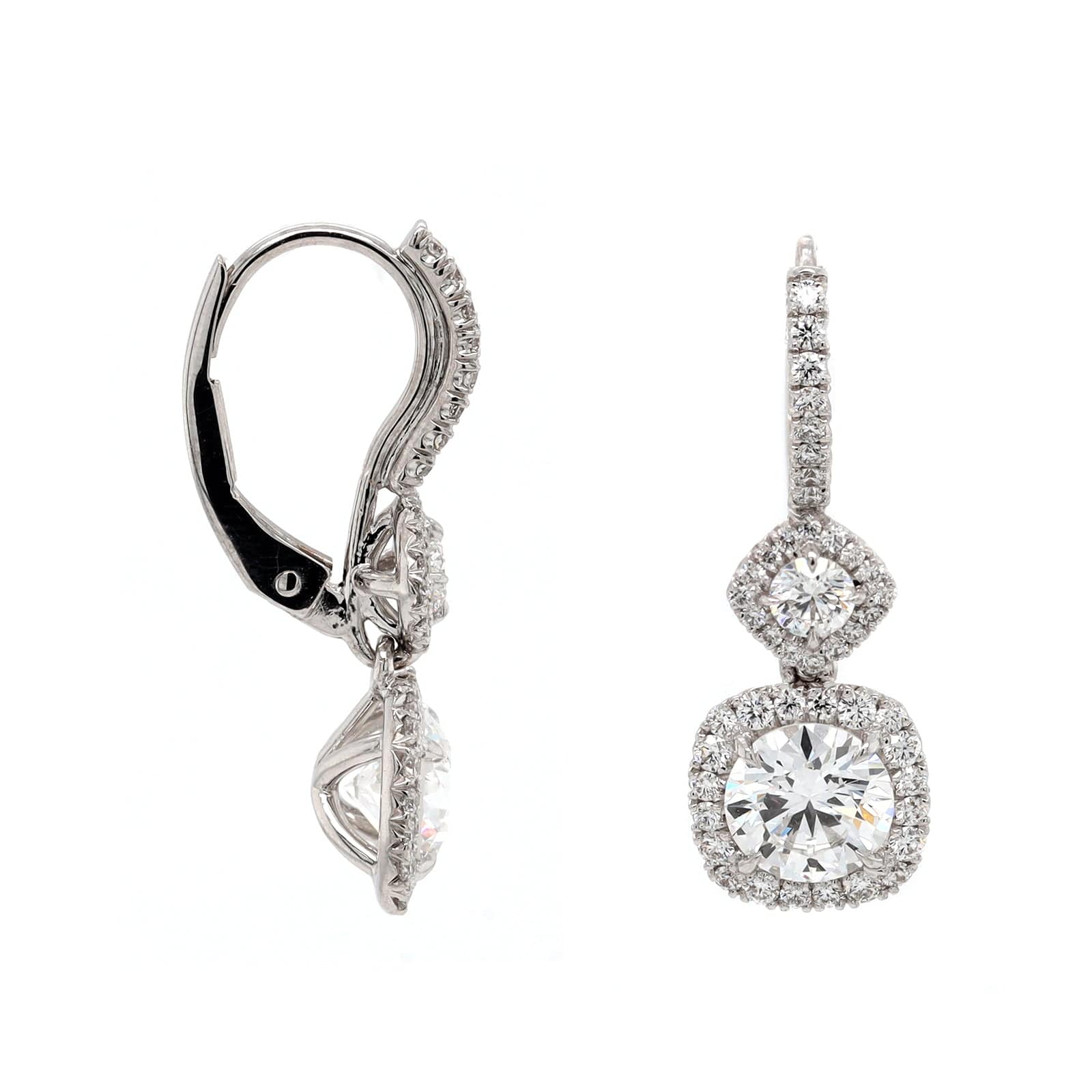 18K White Gold Diamond Drop Earrings