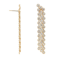 14K Yellow Gold 3 Row Bezel Set Diamond Dangle Earrings