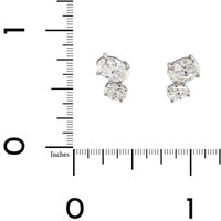 18K White Gold 2 Stone Oval Diamond Stud Earrings