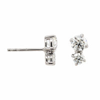 18K White Gold 2 Stone Round Diamond Stud Earrings
